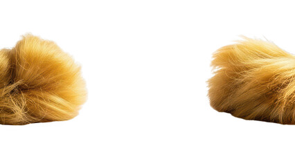 Closeup of fluffy orange and white cat tails with soft fur on a transparent background