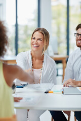 Obraz premium Handshake, deal and business people in office for meeting, finance negotiation or partnership. Collaboration, contract and financial advisors shaking hands with client for investment agreement.