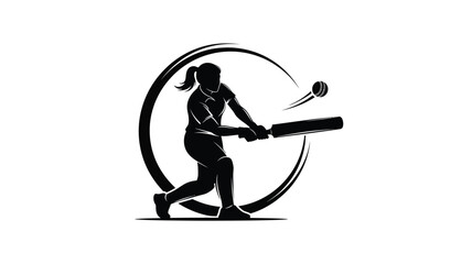 A female cricket player in action swinging a bat a dynamic silhouette