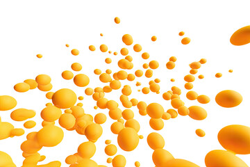 Floating cluster of orange spheres/globules against a black background