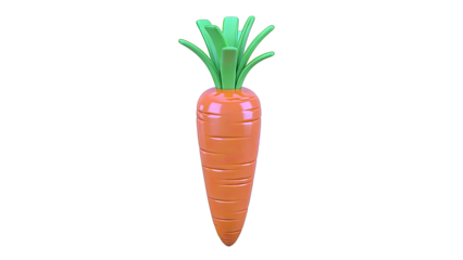 3D Rendered Cartoon Carrot with Green Stems