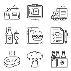 Grocery Vector Outline Icon Set 4