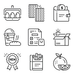 Grocery Vector Outline Icon Set 3