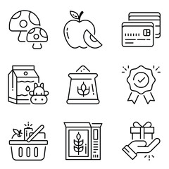 Grocery Vector Outline Icon Set 1