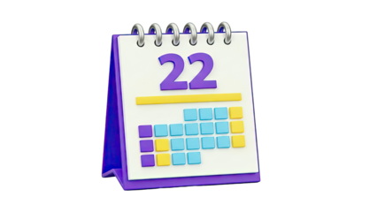 3D Render of a Desk Calendar with Number 22