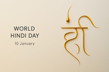 Global Hindi Language Illustration with Open Book for World Hindi Day