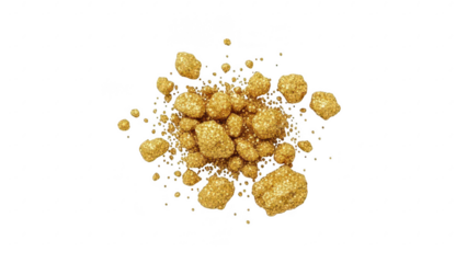 Closeup of brown sugar crystals scattered on a transparent background for baking and culinary use