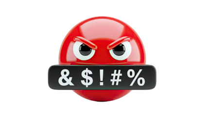 Angry Red Emoji with Censor Bar