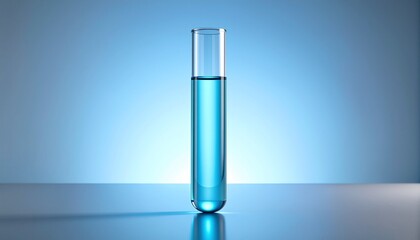 メディカル・テクノロジーの未来。清潔感溢れるライティングで捉えた試験管の抽象素材
