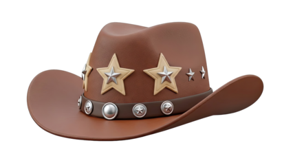 Brown Cowboy Hat with Star Embellishments