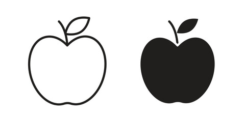 Fototapeta premium Apple icons. Line Art Style Design Isolated On White