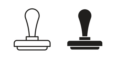 Approval stamp icons. Line Art Style Design Isolated On White