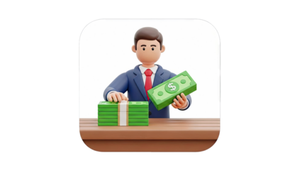 Businessman holding stacks of money