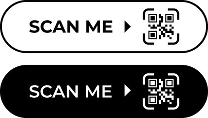 Obraz premium Scan qr code icon set. Scan me frame. Png buttons on transparent background.