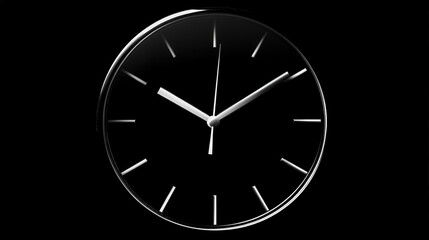 Timeless Precision: A sleek, modern clock face against a stark backdrop. Its minimalist design and clean lines evoke a sense of refined elegance, capturing the essence of measured time.