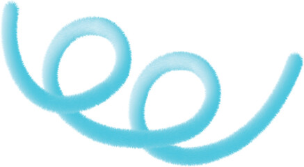 Abstract Gradient Vector Line with Furry Loops in Blue Cyan on White Background &mdash; Minimal Soft Texture for Modern Creative Design Projects