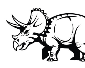 Detailed triceratops dinosaur illustration powerful herbivore with horns frill ancient creature prehistoric wildlife drawing extinct reptile animal for paleontology education science textbooks childre
