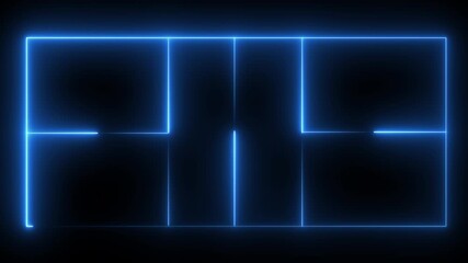 Play pickleball court line animation. Glowing neon blue Pickleball court icon animation on black background. futuristic digital icon video of a high-tech pickleball court - Powered by Adobe