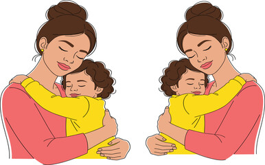 Mother Embracing Her Young Child with Love and Tenderness in a Warm Hug Concept.