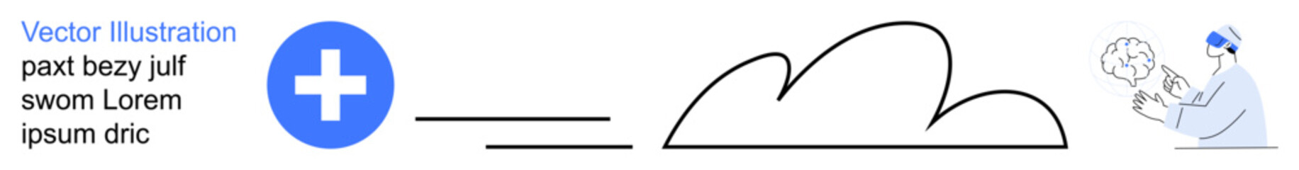 Obraz premium Health technology, cloud computing, digital records, telemedicine, medical safety, and data storage. A cross symbol, cloud icon and doctor with a brain diagram. Health technology and cloud computing
