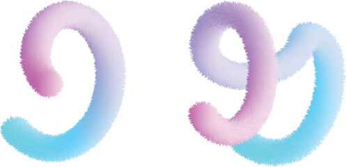 Abstract Gradient Vector Background with Soft Furry Tubular Shapes in Pink Purple Blue Cyan on White Minimal Texture for Modern Creative Design Projects