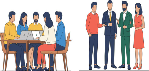 Professional Business Team Collaboration Concept with Coworkers Meeting at Table and Group Discussion.