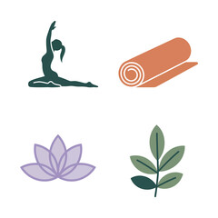 Serene yoga elements for mindful practice and wellness Vector