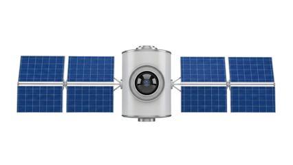 Satellite with Solar Panels and Camera