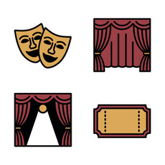 Theater elements representing drama and performance Vector