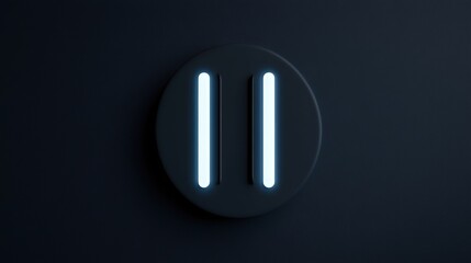 Pause Symbol: A modern, minimalist icon of the pause symbol glows against a dark, textured background, conveying a sense of stillness and anticipation.