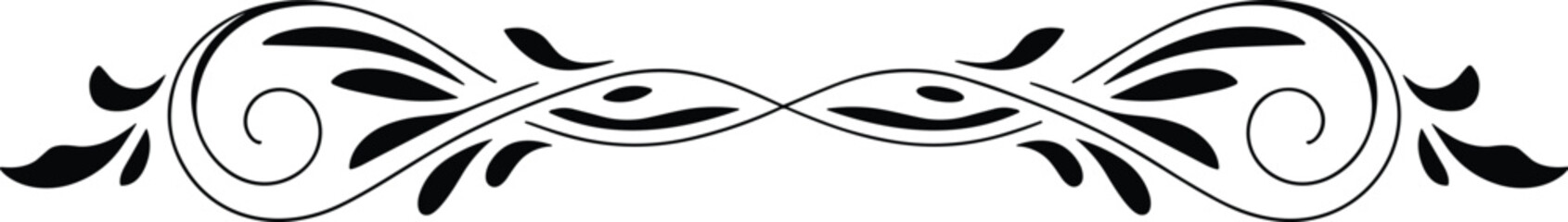 Elegant flourish ornament divider vector illustration for invitation card decoration vintage design element classic decorative swirl border for wedding stationary romantic celebration graphic resource