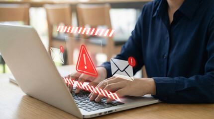 Scam alerts and cybersecurity warnings shown on a smartphone while man checks messages at home. digital fraud, phishing attacks, data breaches, cyber attack, AI threat and mobile malware threats