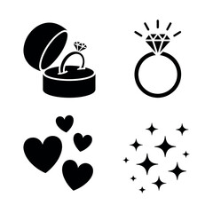 Beautiful diamond ring and heart elements for wedding Vector