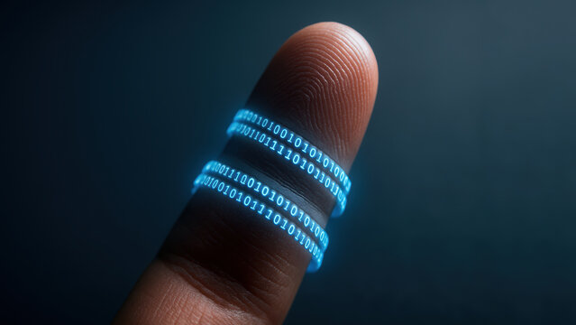 Digital fingerprint privacy rights cyber security data protection identity access biometric scan technology - Powered by Adobe