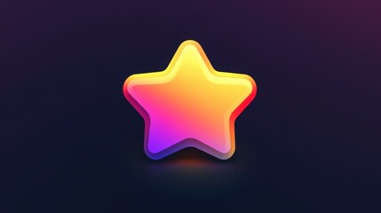 Obraz premium Glowing Star Icon: A vibrant, multi-colored star icon shines against a dark background, radiating a sense of wonder and elegance. 