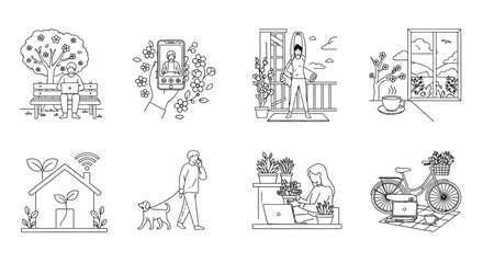 Obraz premium Illustrations of modern lifestyle activities illustration