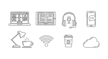 Fototapeta premium Modern work and study essentials illustration