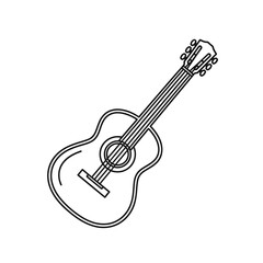 Fototapeta premium Acoustic Guitar Outline Icon - Simple Black and White Vector Illustration