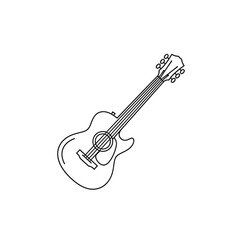 Acoustic Guitar Outline Icon - Simple Line Art Illustration