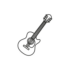 Acoustic Guitar Outline Icon - Simple Line Art Illustration