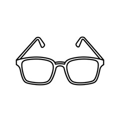 Minimalist Eyeglasses Outline Icon, Simple Black and White Spectacle Graphic
