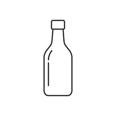 Minimalist outline of a glass bottle with cap on white background, simple icon