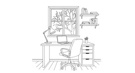 Modern home office setup illustration