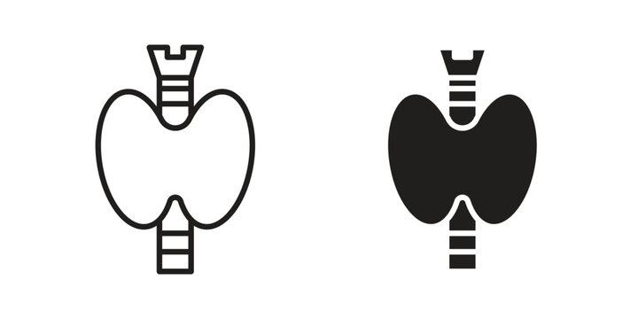 Thyroid gland icon doodle set. editable outline stroke vector eps