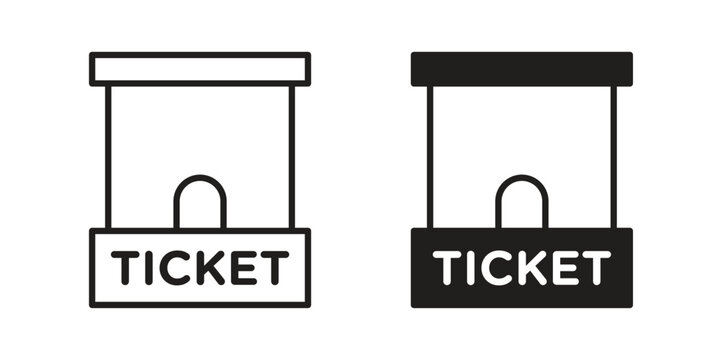 Ticket window icon doodle set. editable outline stroke vector eps