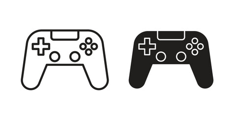 Game controller icons. Line Art Style Design Isolated On White © Hunt