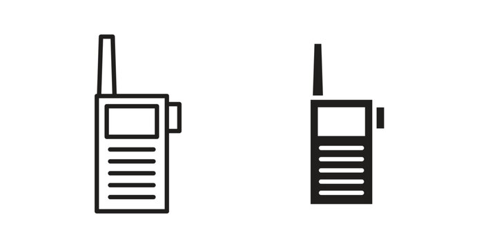 Walkie talkie icon doodle set. editable outline stroke vector eps