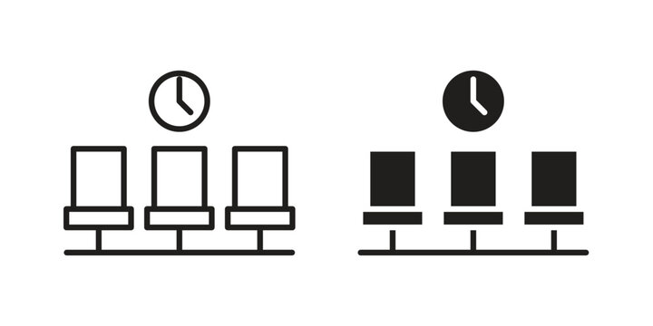 Waiting Room icon doodle set. editable outline stroke vector eps