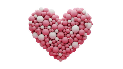Heart shaped pattern of pink and white balls