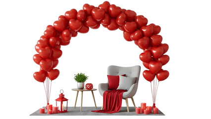 Romantic balloon arch setup